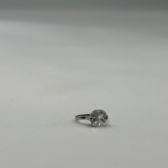 3/$30 Cushion Cut Solitaire Ring Size 6.5 Silver Tone Statement Clear Stone - Picture 7 of 9